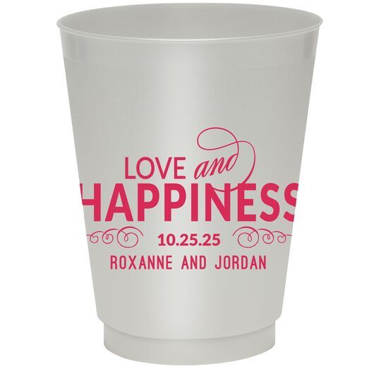 Love and Happiness Scroll Colored Shatterproof Cups